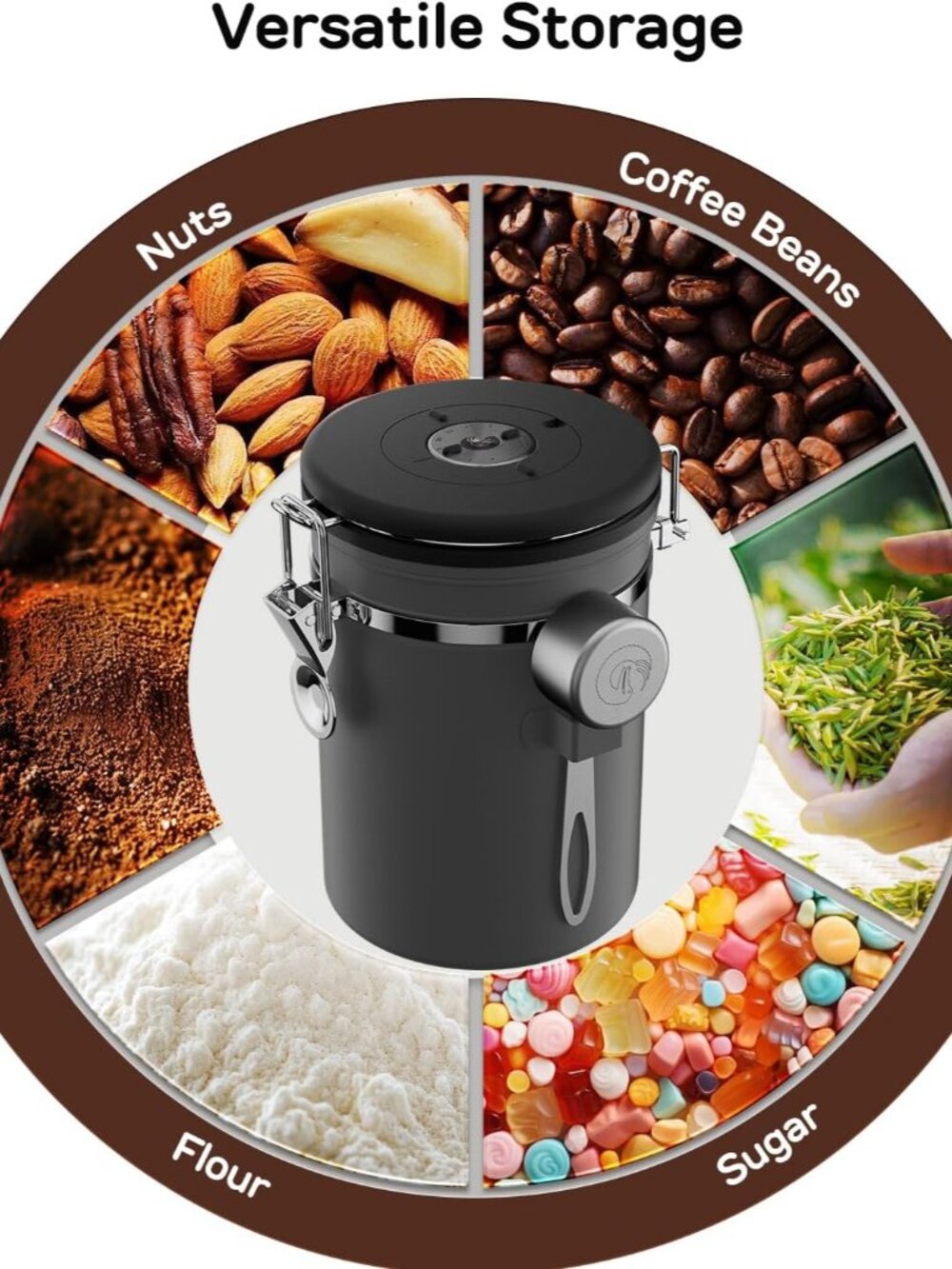 Coffee Canister, 11oz Airtight Stainless Steel Kitchen Food Storage Container wi - Picture 7 of 10